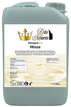 Dufte Momente | Whirlpool Duft Minze 3 Liter | Badezusatz | mit naturreinen und natürlichen ätherischen Ölen | kein Schaum | vegan und ohne Tierversuche