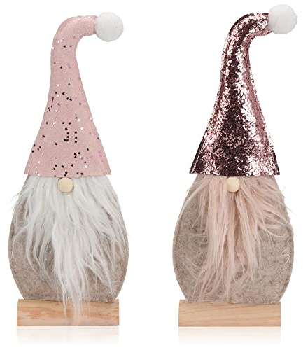 com-four® 2X Decoración navideña Figura de Papá Noel de Fieltro - Decoración de alféizar de Ventana para Navidad - Decoración de Fieltro [la selección varía] (02 Piezas Santa Claus 29cm Rosa)