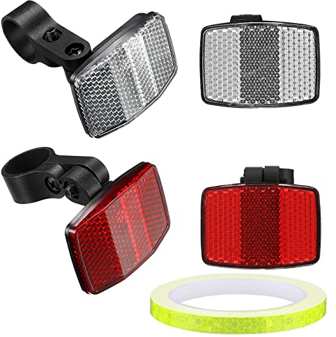 VICDUEKG Fahrrad Reflektoren Vorne und Hinten, 5 Stück Fahrrad Reflektor mit 8m Reflektorband Frontreflektor Rückstrahler für Mountainbike Motorrad MTB