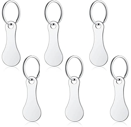 Einkaufswagenlöser, 6 Stücke Abnehmbarer Einkaufswagenchip Metall Einkaufschip Edelstahl Einkaufswagen-Tool Personalisiert Schlüsselanhänger Utility Gadget für Einkaufswagen (Silber)