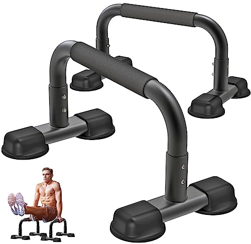 Dolibest Liegestützgriff, 2 Stück Parallettes Liegestützständer Pushup Bar Handstand Calisthenics Geräte mit Schaumstoffgriff für L-Sit/Dip Bar/Bodybuilding/Home Gym Bodentraining, 24cm Höhe/Schwarz