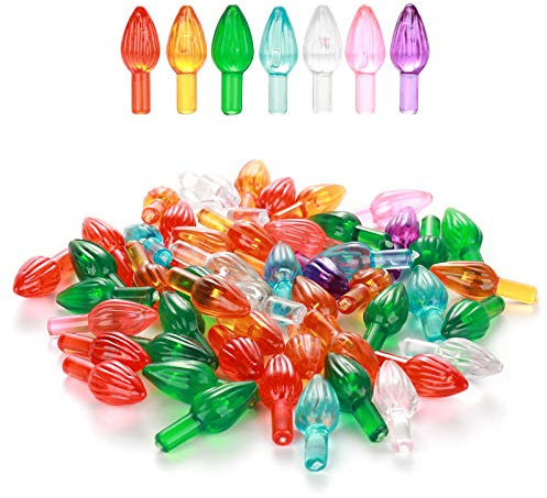 BFYDOAA Ceramic Christmas Tree Mini Bulbs 50Pcs Replacement Colorful Plastic Twist Bulbs Decorative Accessories for Vintage Ceramic Tree,DIY Craft(Colorful)