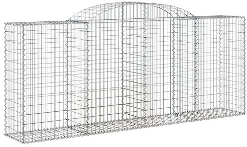 Parterre surélevé en Gabion arqué, jardinière en Cage à Pierre, Lit Surélevé à Gabion, Parterre de Fleurs Jardin Terrasse Extérieur Jardinière Panier à Pierres, 300x50x120/140 cm Fer galvanisé