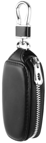 Chstarina AutoSchlüssel Tasche, Schlüsseltasche Auto, Schlüsseletui Leder, Schlüsselanhänger mit Reißverschluss und Metallhaken, Schlüsselmäppchen Schwarz für Herren, Damen (Schwarz)