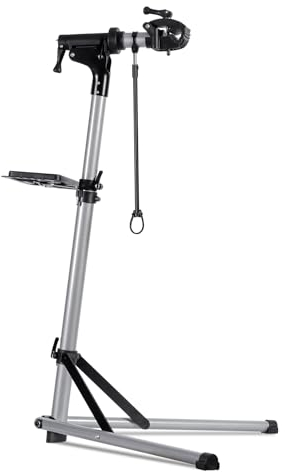 Urban Deco Fahrrad Montageständer Stabiler Reparaturständer aus Aluminiumlegierung, 50kg Kapazität, Höhenverstellbar bis 160cm, 360° Drehbare Halterung (Silver)