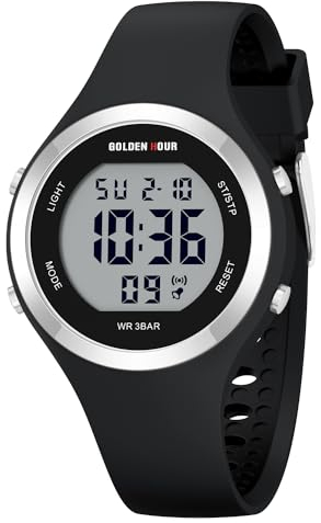 GOLDEN HOUR Orologio digitale da donna Cronografo sportivo impermeabile 5 ATM cinturino in silicone Sportivo ed elegante Orologio da donna con data Quadrante luminoso di facile lettura