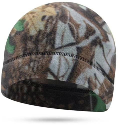 RALSPEC Fleece skog kamouflage termisk mössa hatt varm mikrofleece kamouflage vinter skalle keps jakt skytte utomhus engelsk ek träd riktiga blad mönster, Kamouflage, S/L