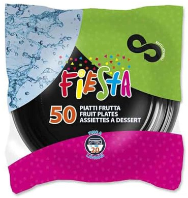 Generico 150 Piatti DESSERT colorati di plastica RIUTILIZZABILI da 17cm piatti rigidi | piatti Lavabili | VARI COLORI | per feste torte dolci frutta (Nero)