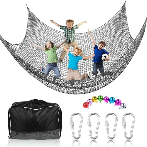 Schwerlast 3x4.5M Kletternetz Outdoor– Doppellagiges Sicherheitsnetz für Spielplätze,Trampoline und den Innen-/Außenbereich (600kg Tragkraft,Schwarz)