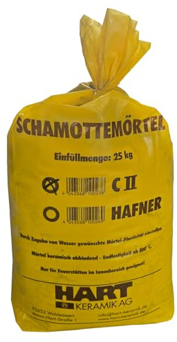 Schamottemörtel C II 25 kg – Feuerfester Ofenmörtel für Kaminbau, Pizzaofen, Schamottesteine – Hitzebeständig bis 1.400 °C – Trockenmischung für einfache Verarbeitung & stabile Fugen (25, Kilogramm)