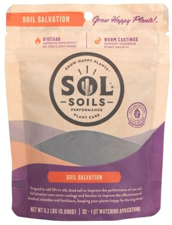Sol Soils Sol Biotics Soil Salvation – Soil Enhancer with Microbial Booster to Enhance The Health & Vitality of Potting Mixes - Includes Worm Castings, Humic Acids & Biochar for Plants - 4oz