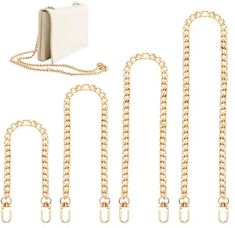 HMCEY 4 Piezas Cadena Bolso Dorada 40/60/100/120 CM,Correa Bolso Bandolera Metalica,Cadena para Bolsos de Mano,Bag Chain,Asa Metalica para Bolsos,Correa de Repuesto para de Hombro para Carteras