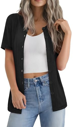 Yommay Cardigan for Women Short Sleeve Kint Slim Fit Basic Soft Cardigans
