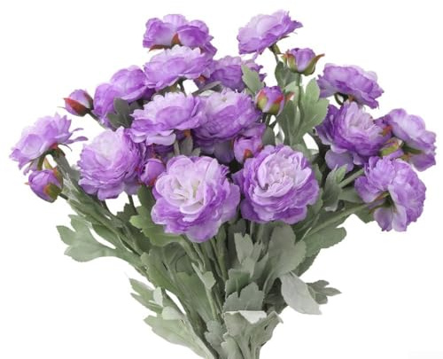 Hasaller 6-pack konstgjorda silkesblommor med pioner, enkla stjälkar, falska rosor för bröllop, heminredning, blomsterarrangemang, fotograferingsrekvisita, bordsuppsatser i lila rosa, lila, rosa, rött