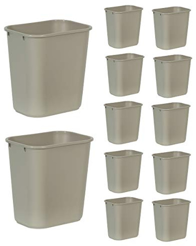 Rubbermaid Commercial Products 28QT/7 GAL - Contenedor de basura para hogar, oficina, debajo del escritorio, color beige (FG295600BEIG), paquete de 12