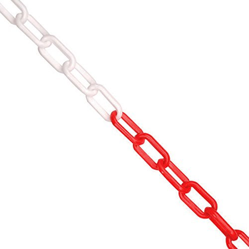 True Products 15m x 6mm Plastic Barrier Chain Link Safety Decorative Garden Fence - Red & White
