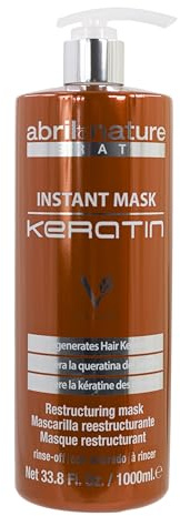 abril et nature - Mascarilla Capilar con Queratina Ultra Rápida - Nutre, Fortalece y Regenera la Fibra Capilar - Repara Cabellos Dañados y Quebradizos - Aspecto Suave y Brillante - 1000 ml
