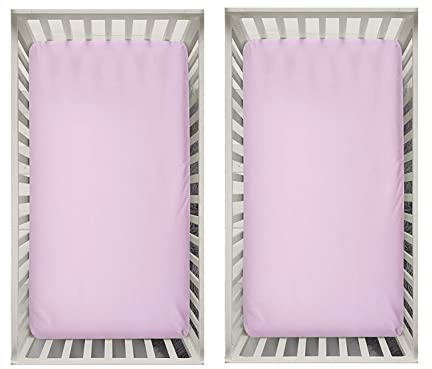 Dudu N Girlie Fitted Crib Sheets 51x85 Compatible with Chicco Next to Me | Soft Jersey Cotton Baby Bed Sheets | Hypoallergenic, Breathable & Easy Care (Pack of 2, Pink)