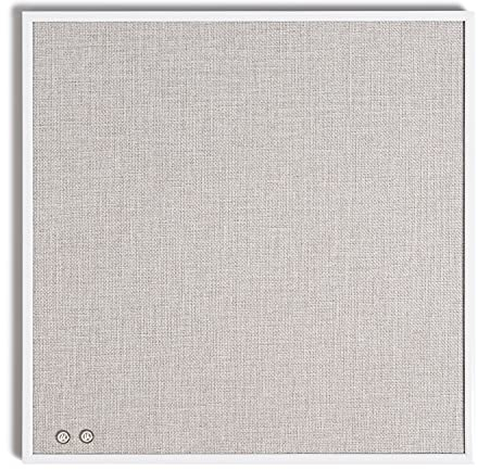 U Brands Tableau d'affichage en lin avec cadre en métal blanc, 35,6 x 35,6 cm