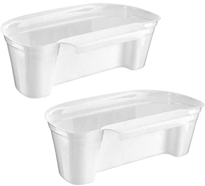 Homeshopa Kitchen Caddy, 2 Pack Hanging Waste Bin Kitchen Over Cabinet Drawer Door Basket, Small Garbage Bin Holder Container for Food Scraps Veg Peelings, Organiser Basket - White