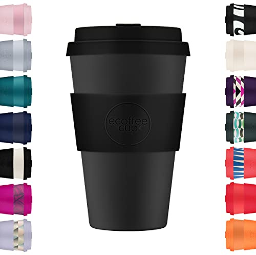 Ecoffee Cup 14oz 400ml Taza de café 100% vegetal reutilizable ecológica con tapa de silicona y funda - Taza de viaje sin melamina y biodegradable, Kerr & Napier
