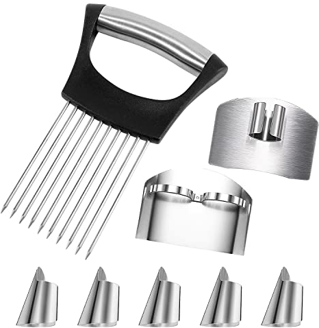 MABAHON Cipolla Slicer taglia cipolle 1 affettatrice per verdure 2 protezioni anti-taglio per dita 5 protezioni per dita per tagliare cipolle, patate, mele e altri alimenti