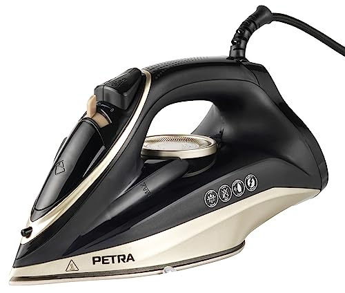 Petra PF01480VDE Dual-Präzisions-Dampfbügeleisen – 2200W, Ceramicsohle, kontinuierliche Dampffunktion, Spritzstoß 100g/min, 230ml, Selbstrein, Anti-Tropf, Kalkschutzfunktionen, Variables Temperatur