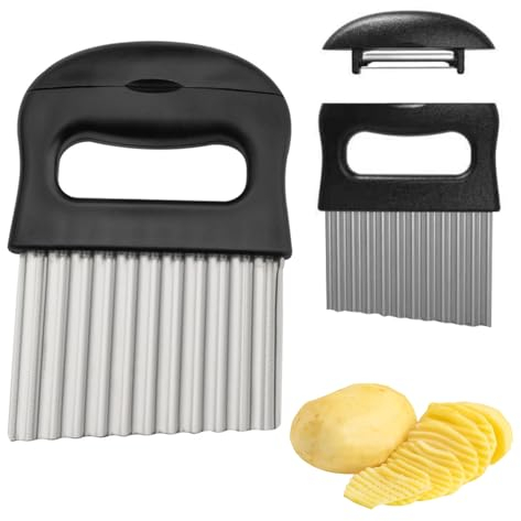 Taglia Patate Ondulato,Taglia Verdura,Coltello per Fette di Patate,Tagliapatate Ondulato in Acciaio Inossidabile,Affettatrice Ondulata Coltello Utensile da Taglio Increspato,per verdure come patate
