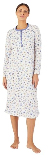 Damart - Chemise de Nuit Thermolactyl Chauffe-épaules Femme Bleu Imprimé Taille 46-48 (L)