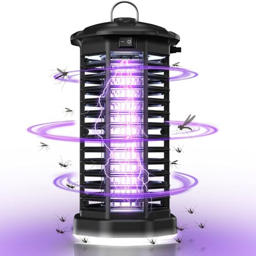 Meoligr Insektenvernichter Elektrisch 2 in 1 Insektenfalle Mückenfalle, 4200V UV Mückenlampe mit LED Licht,Geschmacklos und Leises Fliegenfalle Elektrisch Fliegenfänger für Innen und außen