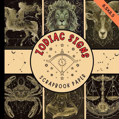 Zodiac signs scrapbook paper: celestial charm star cosmic sign scrapbooking paper great for cardmaking, junk journals, origami and mixed media & more crafting projects