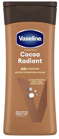Vaseline Intensive Care Cocoa Radiant - Lotion pour le corps - Soin quotidien hydratant, idéal pour les peaux sèches - Formule riche en lipides ultra-hydratants et en beurre de cacao pur - 2 x 200 mL