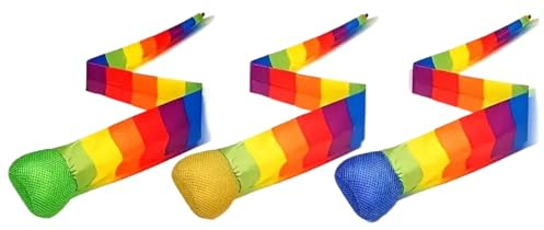 Toss Catch Ball – 90–100 cm, 3 stycken utomhusbollar med regnbågssvans | - och fångsspel, mjukt bollset för bakgården, lekplatsleksaker för barn, strandpark, bakgård, inomhus och utomhus