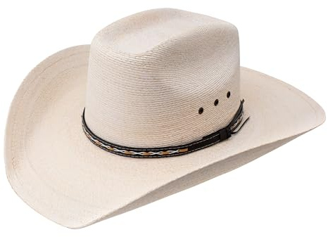 Stetson Square Eyelets Straw Cowboy Hat, Natural, 7 1/4