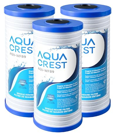 AQUA CREST AP810 Whole House Water Filter Replacement for 3M® Aqua-Pure AP810, AP801, AP811, Whirlpool® WHKF-GD25BB, WHKF-DWHBB, 5 Micron, 10 x 4.5, Well & Tap Water Filter, Pack of 3