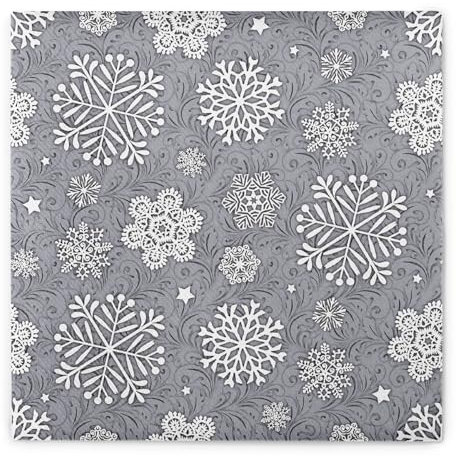 Mank Airlaid Servietten 40x40 cm Premium Einweg Serviette stoffähnlich und saugstark perfekt für Weihnachtsfeiern & Adventsfeiern Weihnachtsservietten 50 Stück Steven (Silbergrau)