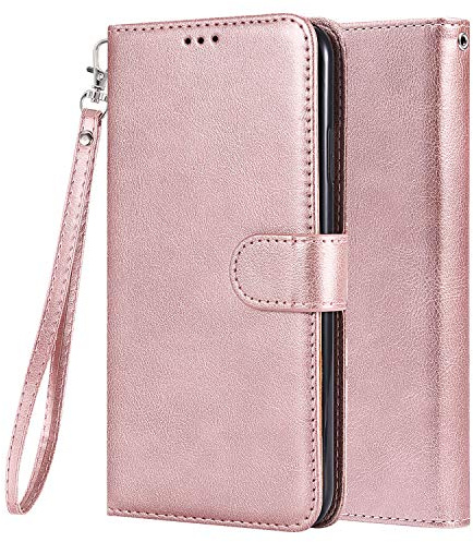 LEMORRY Coque Apple iPhone 6 7 8 Etui Cuir Multifonctionnel Portefeuille Pochette 2in1 Protecteur Magnétique Fente Carte & Cadre Photo Silicone TPU Housse Flip Cover pour iPhone 6 7 8 (Or Rose)