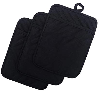 Anyi Presine in cotone con tasca, resistenti al calore, colore nero, da banco per cucina