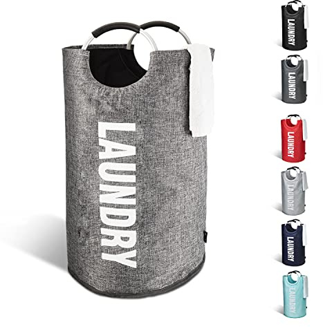 KEPLIN Collapsible Large Laundry Basket - Gradient Grey, 82 L | Foldable Hamper Basket | Easy to Carry Washing Baskets for Laundry | Clothes Hamper for Kids Bedroom, Bathroom, Nursery, Utility Room