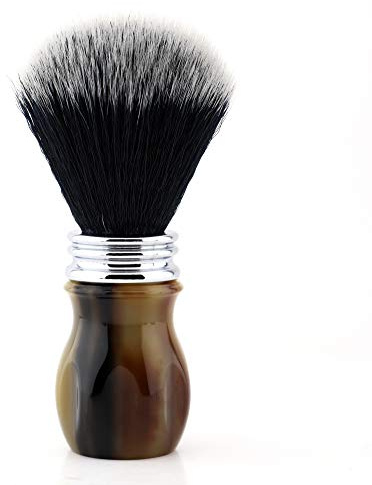 Faux Horn Resin Handle & Black & White Synthetic Hair Vegan Shaving Option Great Gift for Any Shaving Enthusiast