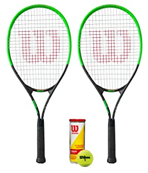 Wilson Lot de 2 raquettes de tennis XL + 3 balles de tennis (plusieurs options) (Hyper Control)