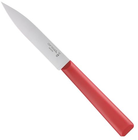Opinel - N°312 Couteau d'Office de Cuisine Les Essentiels + - Polyvalent - Lame Acier Inoxydable - Manche Polymère Robuste - Passe au Lave-Vaisselle - Rouge