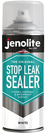 JENOLITE Stop Leak Dichtungsspray | WEIß | 400 ml | Wasserdichtes Dichtungsspray | Leckversiegelung für Dachrinnen und Flachdächer | Dachrinnenversiegelung, Dachreparatur, Flachdachreparatur