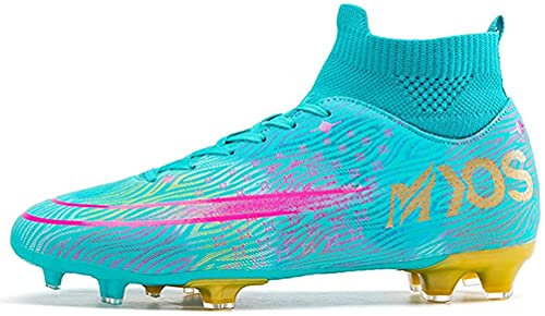 WOWEI Fußballschuhe Herren High Top Spike Cleats Outdoor Athletics Professionelle Fussballschuhe Kinder Trainingsschuhe Fußballschuhe Sportschuhe Wettkampf (FBM-X26, 43EU)