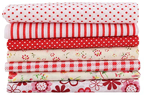Baumwollstoff, 7 Stück Stoff Zum Nähen 50X50 Patchwork Stoffe Paket Stoffreste Kleidung Bettwäsche Vorhänge Tischdecken Handgefertigt Material Dekor Handgemachtes Schnittmuster Basteln Quilting