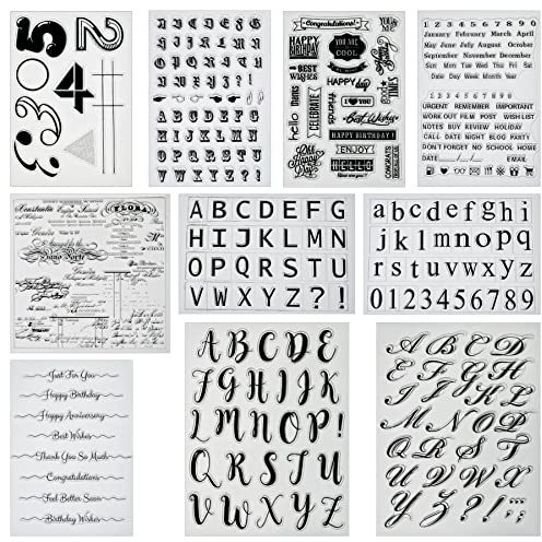 N\A Yayatty 10 Sheets Words Silicone Stamp Clear Stamp, Number Clear Rubber Stamps Week Month Silicone Clear Stamps Seal for Card Making Decoration and DIY Scrapbooking