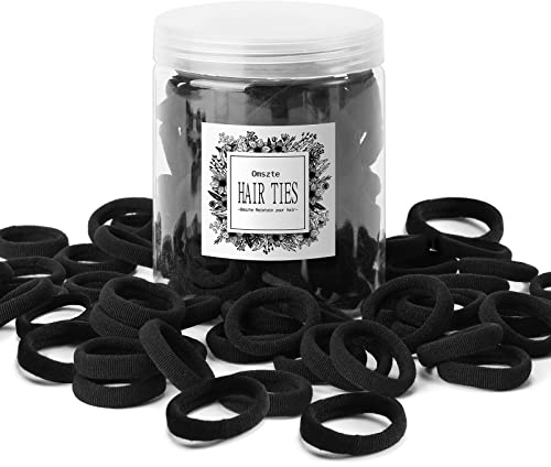 100 Pcs Baby Hair Ties, Seamless Cotton Toddler Hair Ties for Girls and Kids, Black Small Soft Hair Elastics Ponytail Holders