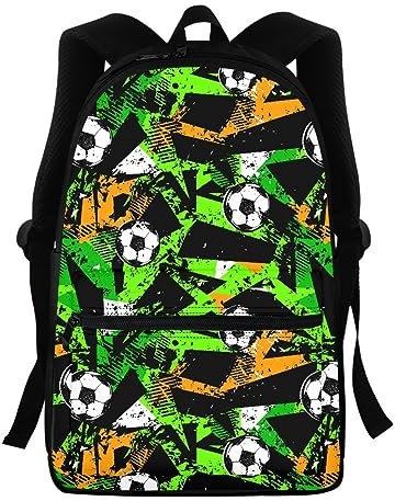 Morbuy Kinder Rucksack Mädchen jungen, Fußball Drucken Schule Handtaschen-Rucksack mit Laptopfach für Arbeit Business Reisen, Wasserdicht Schulrucksack Lehrertasche für Herren Damen (Graffiti-Rot)