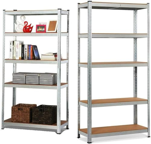 Rigogo Metall Lagerregal 200x100x50 cm Kellerregal Werkstattregal mit 5 verstellbare Ablagen, bis 875kg belastbar, Einfache Montage für Garage, Werkstatt, Speisekammer -Verzink