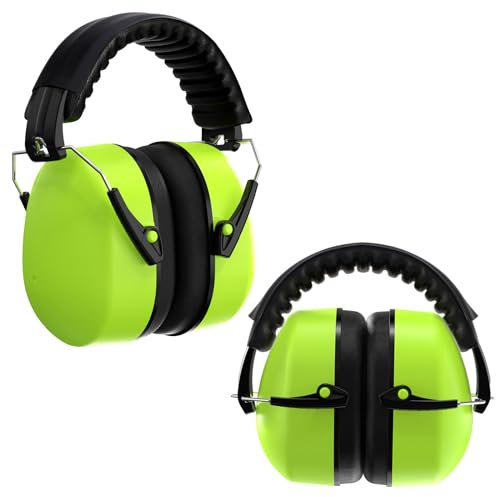 FISHOAKY 2 Packs Gehörschützer, Gehörschutz Lärmschutz Kopfhörer, SNR 32dB, NRR 23dB Professionell faltbar Kapselgehörschutz Verstellbar und Komfortabel für Baustelle Gartenarbeit, Grün